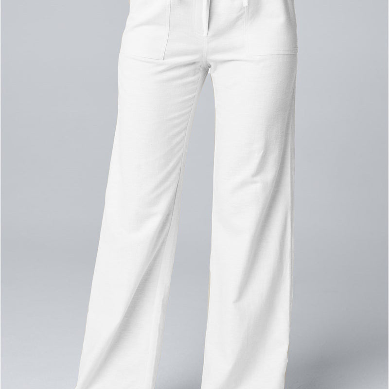 Women'S Fashion Solid Color Loose Lace-Up Cotton and Linen Straight-Leg Pants