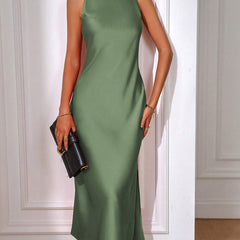 EMERY ROSE Solid Split Thigh Dress Maxi Women Outfit Sage Green Dress Elegantsilk Dress Formal