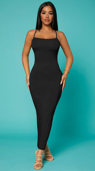 SXY Solid Criss-Cross Backless Bodycon Dress Concert Long Summer Dress Prom Dress Sexy Dress Valentine Day Dress