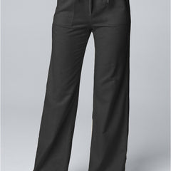 Women'S Fashion Solid Color Loose Lace-Up Cotton and Linen Straight-Leg Pants