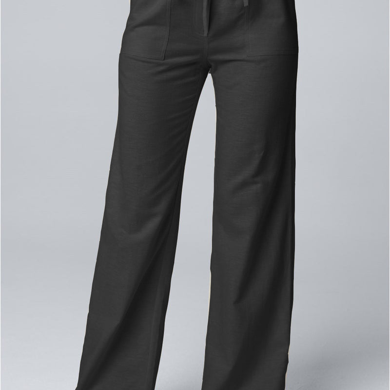 Women'S Fashion Solid Color Loose Lace-Up Cotton and Linen Straight-Leg Pants